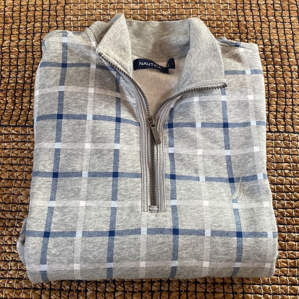 Nautica Gray 1/4 Zip Sweatshirt Size Large